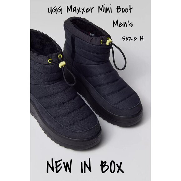 UGG Men's Maxxer Mini Black Quilted Winter Boots Size 14 Brand New In Box - Picture 1 of 5